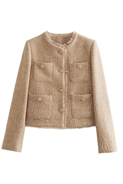 Siobhan - Frayed Crew Neck Jacket | Chic Style and Effortless Comfort