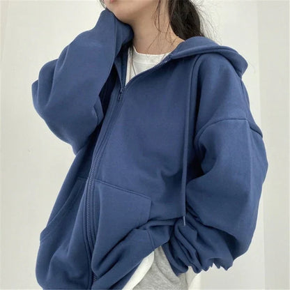 Saoirse - Women's Oversized Jacket | Cozy Solid Design with Hood and Spacious Pockets for Everyday Style