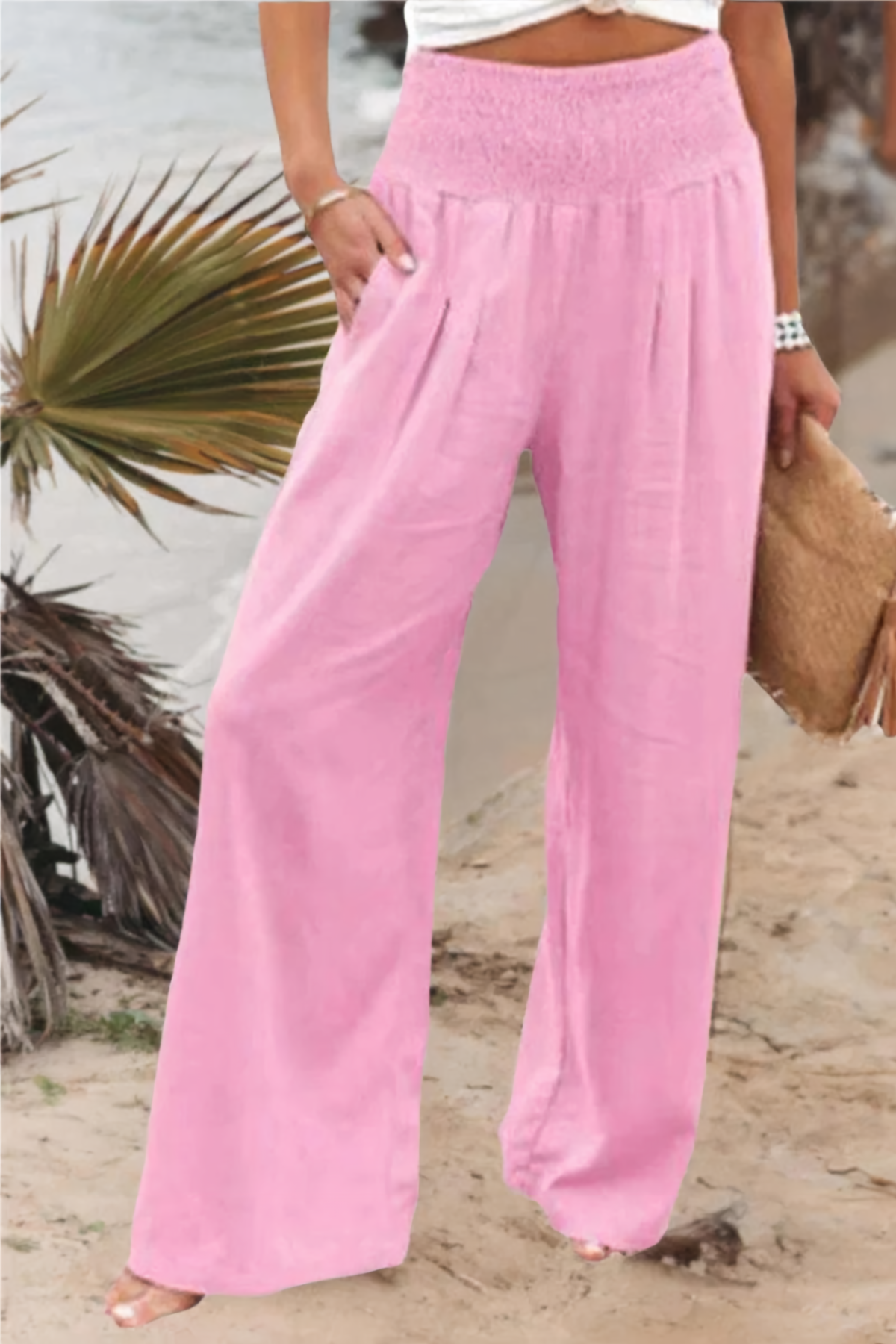 Aoife - Women's High-Waisted Palazzo Trousers | Breathable Cotton-Linen Blend for Ultimate Comfort