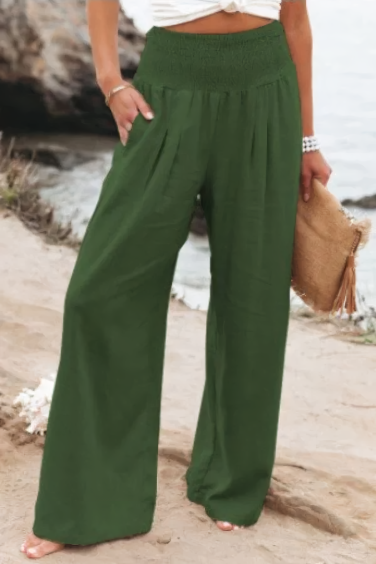 Aoife - Women's High-Waisted Palazzo Trousers | Breathable Cotton-Linen Blend for Ultimate Comfort