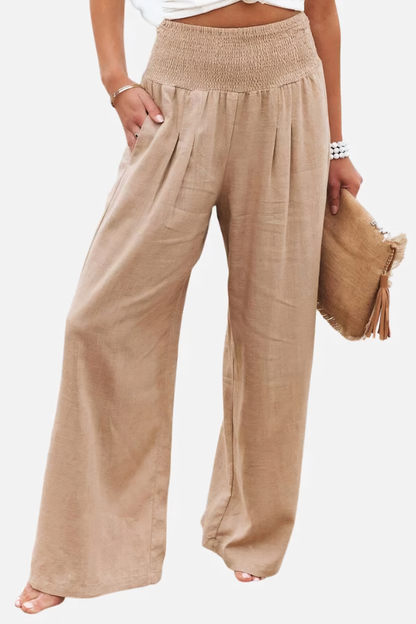 Aoife - Women's High-Waisted Palazzo Trousers | Breathable Cotton-Linen Blend for Ultimate Comfort